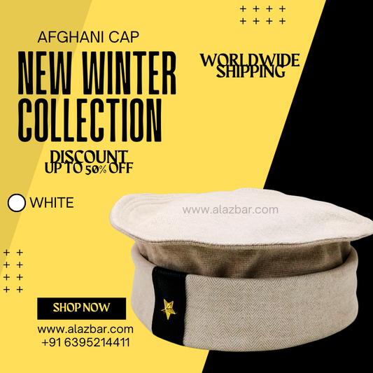AFGHANI WINTER CAP | NEW WINTER COLLECTION | BEST AUTHENTIC QUALITY | WHITE COLOUR | AFGHANI NAMAZ CAP | FROM AL-AZBAR