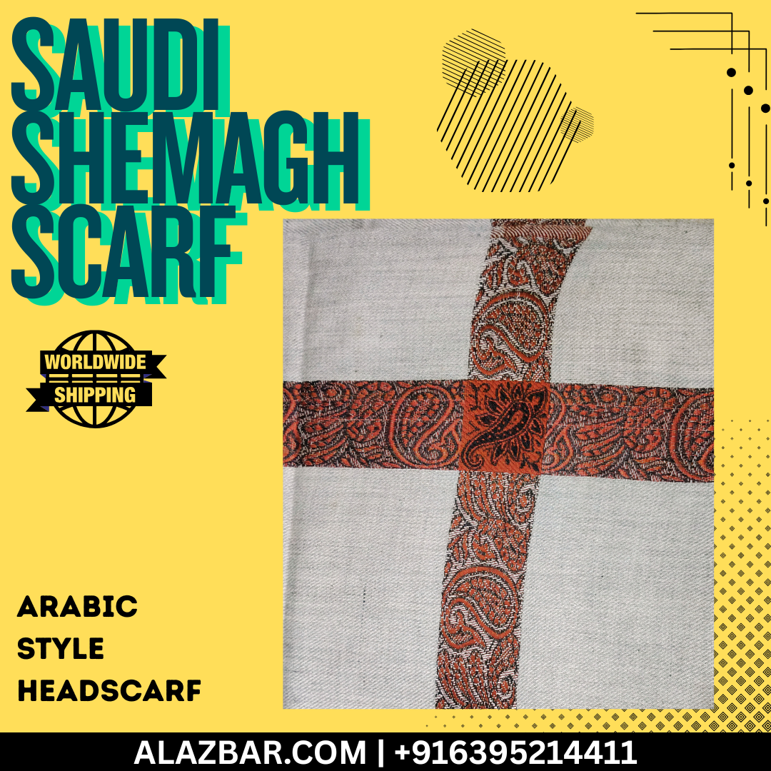 AL-AZBAR Saudi Shemagh Scarf Grey – Premium Arabic Style Headscarf | Middle East Trend | Worldwide Shipping