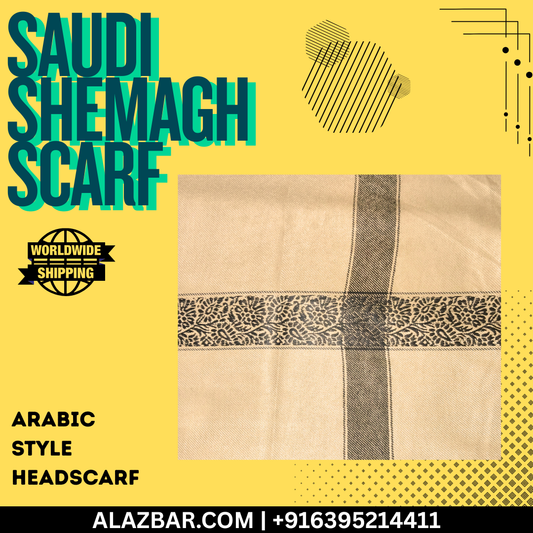 AL-AZBAR Saudi Shemagh Scarf Light Brown – Premium Arabic Style Headscarf Middle East Trend Worldwide Shipping