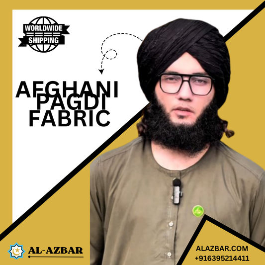 Afghani Black Crinkle Fabric Turban for Men – Handmade Islamic Pagdi, Amama & Safa Premium Traditional Headwear by AL-AZBAR