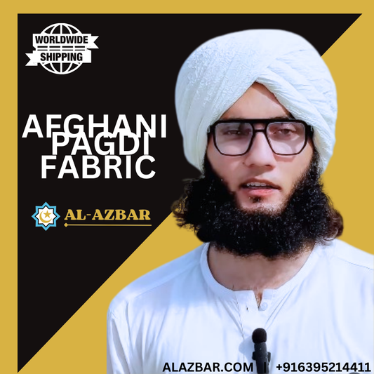 Afghani White Crinkle Fabric Turban for Men – Handmade Islamic Pagdi, Amama & Safa Premium Traditional Headwear by AL-AZBAR