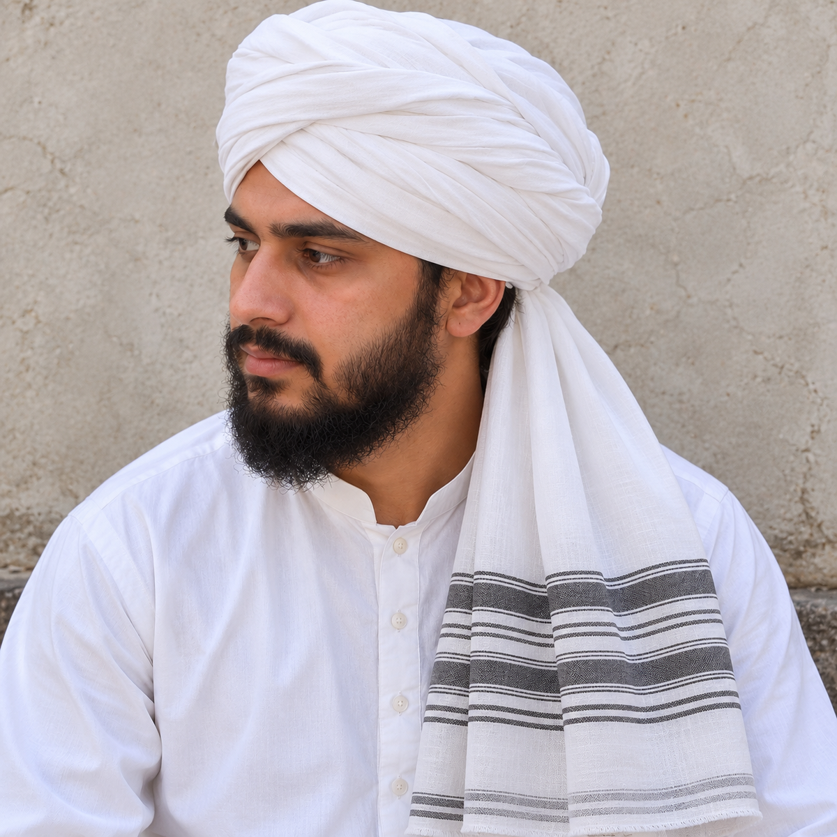 AFGHANI WHITE AMAMA – SAFA – PAGDI | 3.5 METER PREMIUM COTTON |ONLY FABRIC | SUPER QUALITY – AL AZBAR
