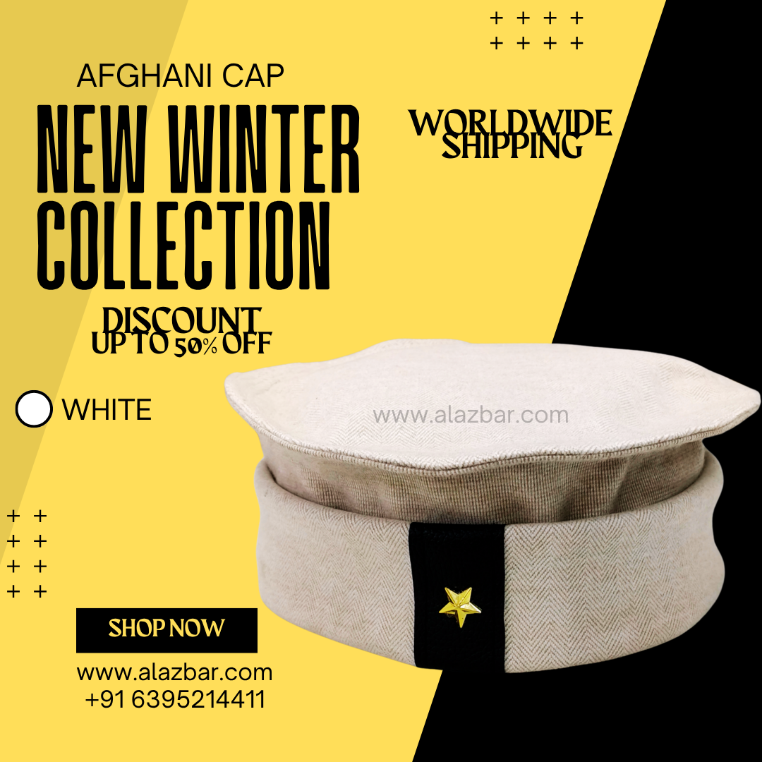 AFGHANI WINTER CAP | NEW WINTER COLLECTION | BEST AUTHENTIC QUALITY | WHITE COLOUR | AFGHANI NAMAZ CAP | FROM AL-AZBAR