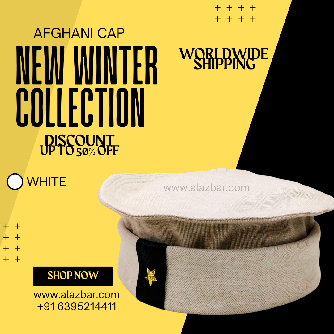 AFGHANI WINTER CAP | NEW WINTER COLLECTION | BEST AUTHENTIC QUALITY | WHITE COLOUR | AFGHANI NAMAZ CAP | FROM AL-AZBAR