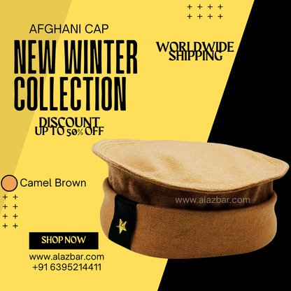 AFGHANI WINTER CAP | NEW WINTER COLLECTION | BEST AUTHENTIC QUALITY | CAMEL BROWN  COLOUR | AFGHANI NAMAZ CAP | FROM AL-AZBAR