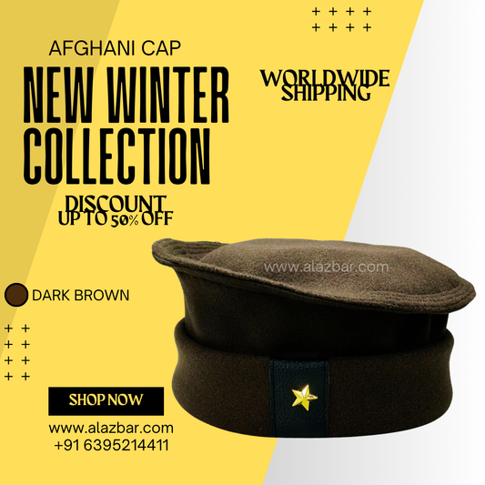 AFGHANI WINTER CAP | NEW WINTER COLLECTION | BEST AUTHENTIC QUALITY | DARK BROWN  COLOUR | AFGHANI NAMAZ CAP | FROM AL-AZBAR