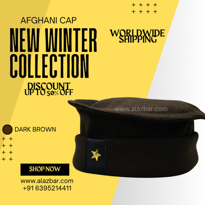 AFGHANI WINTER CAP | NEW WINTER COLLECTION | BEST AUTHENTIC QUALITY | DARK BROWN  COLOUR | AFGHANI NAMAZ CAP | FROM AL-AZBAR