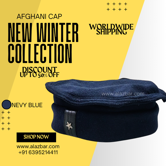 AFGHANI WINTER CAP | NEW WINTER COLLECTION | BEST AUTHENTIC QUALITY | NEVY BLUE COLOUR | AFGHANI NAMAZ CAP | FROM AL-AZBAR