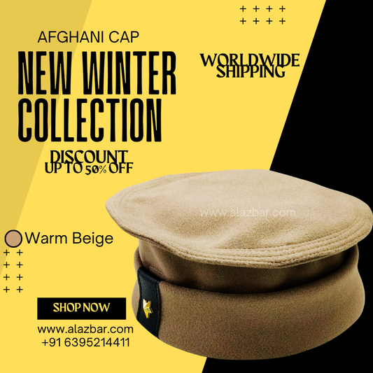 AFGHANI WINTER CAP | NEW WINTER COLLECTION | BEST AUTHENTIC QUALITY | WARM BEIGE COLOUR | AFGHANI NAMAZ CAP | FROM AL-AZBAR