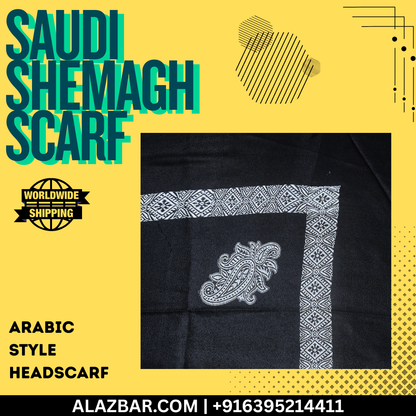 AL-AZBAR Saudi Shemagh Scarf Black – Premium Arabic Style Headscarf  Trending Middle East Fashion  Worldwide Shipping
