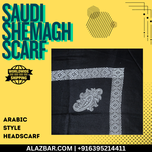 AL-AZBAR Saudi Shemagh Scarf Black – Premium Arabic Style Headscarf  Trending Middle East Fashion  Worldwide Shipping