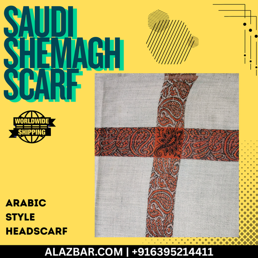 AL-AZBAR Saudi Shemagh Scarf Grey – Premium Arabic Style Headscarf | Middle East Trend | Worldwide Shipping