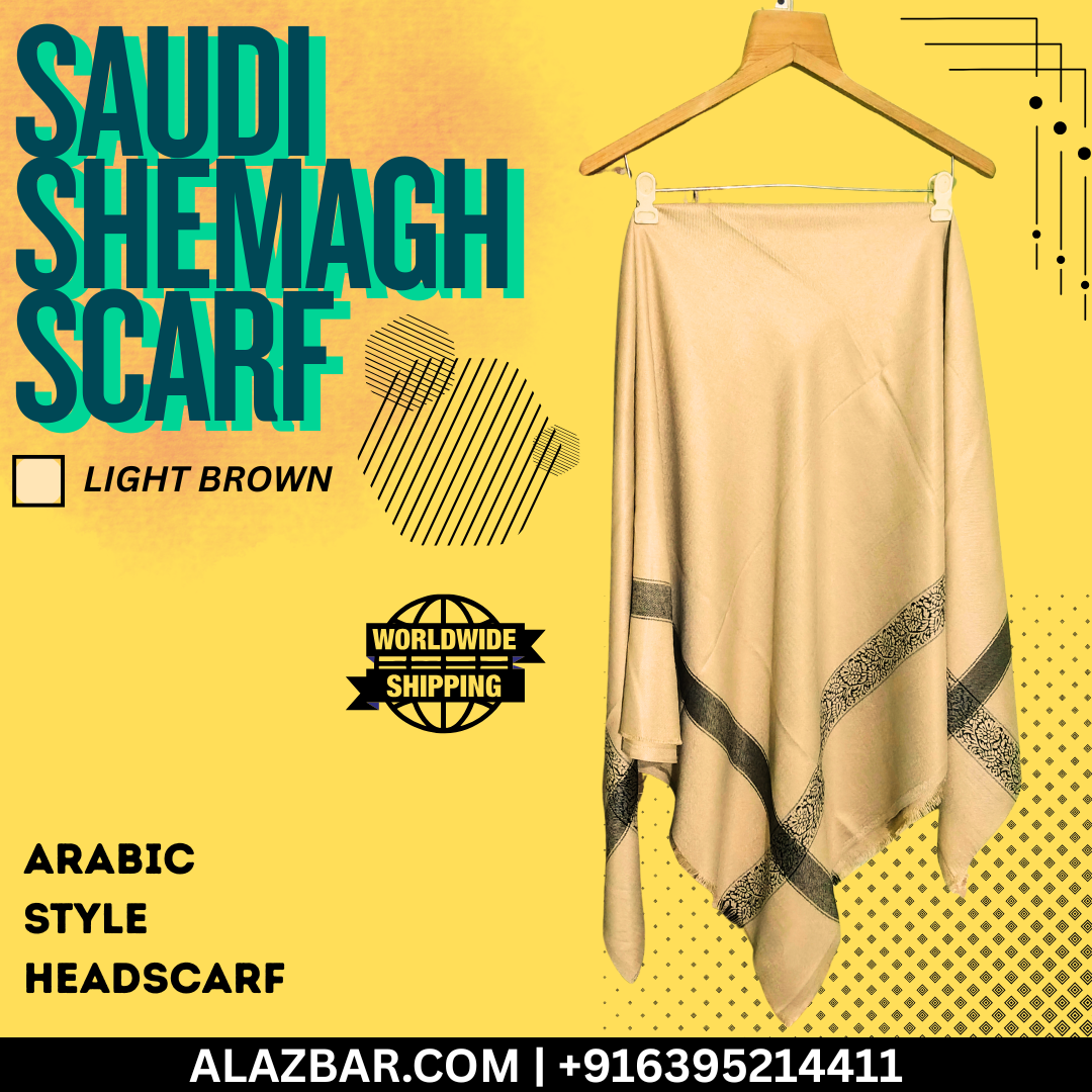 AL-AZBAR Saudi Shemagh Scarf Light Brown – Premium Arabic Style Headscarf  Middle East Trend  Worldwide Shipping