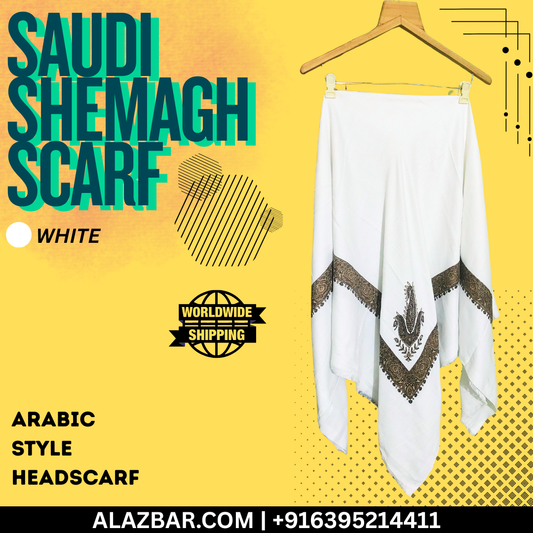 AL-AZBAR Saudi Shemagh Scarf White – Premium Arabic Style Headscarf  Middle East Trend  Worldwide Shipping