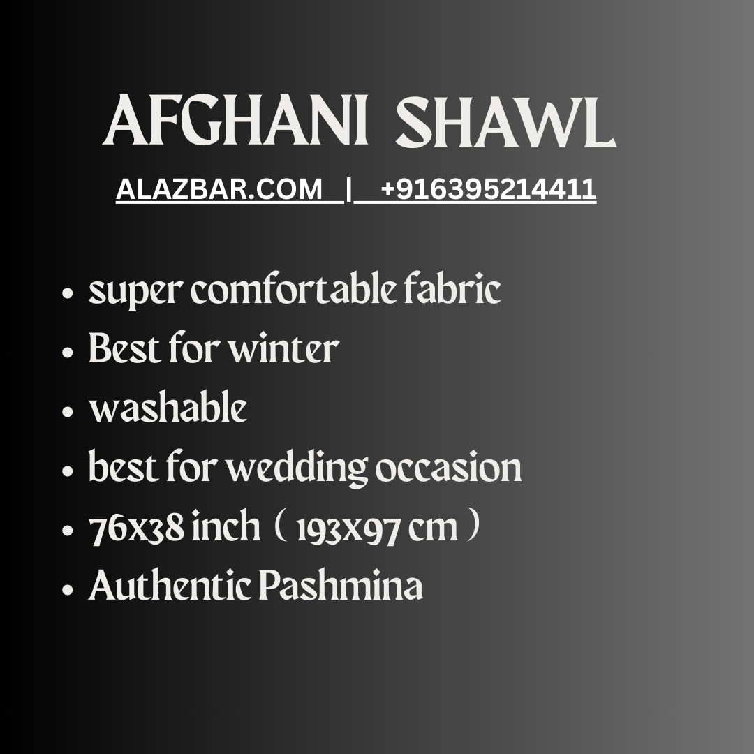 Limited Edition Afghani Pashmina Shawl – Kashmiri Jaal Hand-Embroidered  Wedding Royal Look  76x38 inch (193x97 cm) – By AL-AZBAR