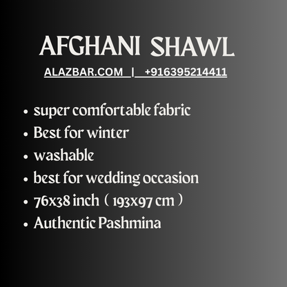 Limited Edition Afghani Pashmina Shawl – Kashmiri Jaal Hand-Embroidered  Wedding Royal Look  76x38 inch (193x97 cm) – By AL-AZBAR