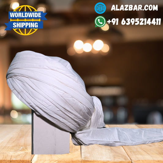 Best WHITE COLOUR Cotton Amama, Pagdi, Safa, For Muslim  ONLY FABRIC 5 To 8 Meter by AL-AZBAR