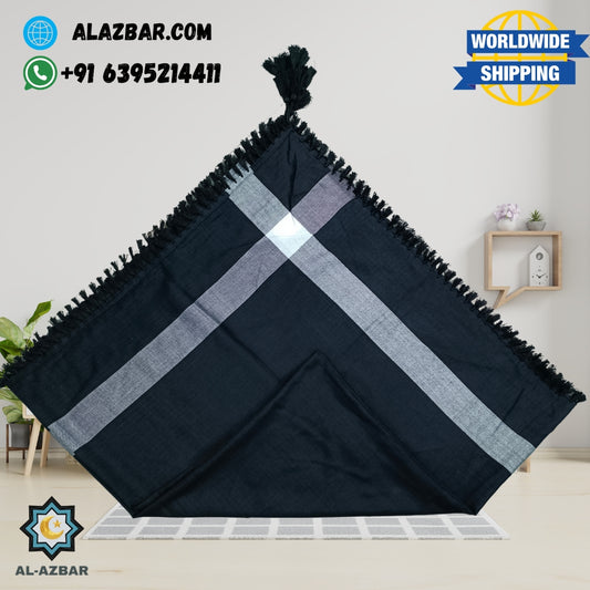 Black Shemagh with White Border | Elegant Muslim Scarf Rumaal by AL-AZBAR