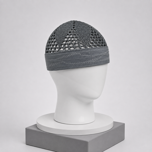 Damishq Cap D004 Charcoal Grey | Stylish Islamic Prayer Cap for Men | AL AZBAR