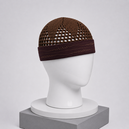 Damishq Cap Brown with Dark Maroon Border D009 – AL AZBAR