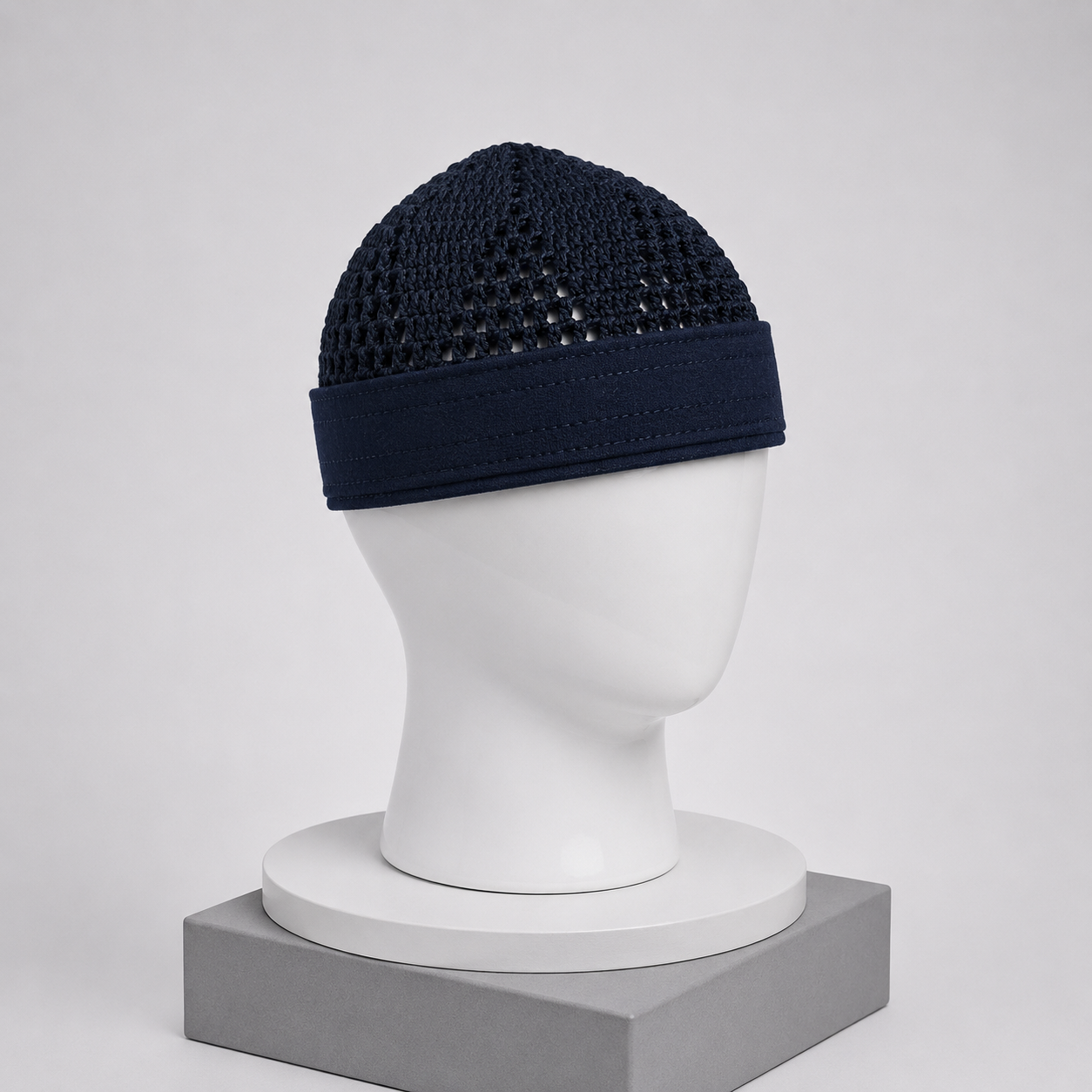 Damishq Cap D005 Deep Navy Blue | Stylish Islamic Prayer Cap for Men | AL AZBAR
