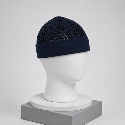 Damishq Cap D005 Deep Navy Blue | Stylish Islamic Prayer Cap for Men | AL AZBAR