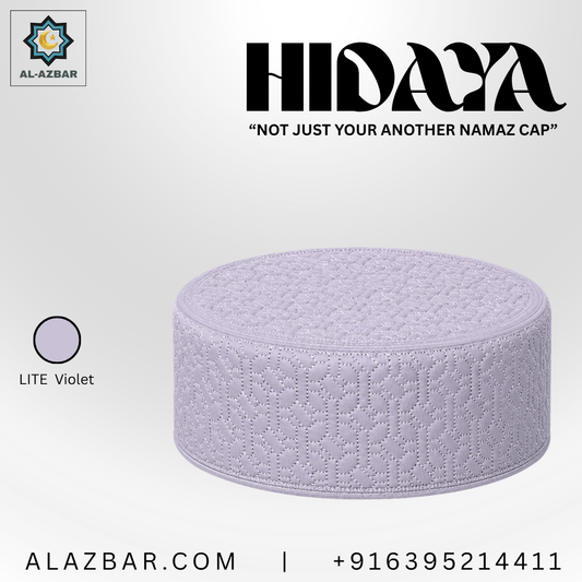 HIDAYA Premium Islamic Prayer Cap for Men | Light Violet COLOR | Luxury Namaz Topi & Kufi | AL AZBAR