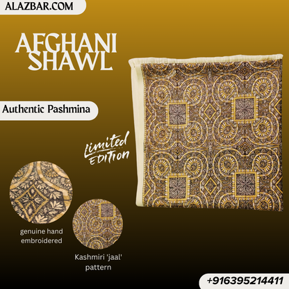 Limited Edition Afghani Pashmina Shawl – Kashmiri Jaal Hand-Embroidered  Wedding Royal Look  76x38 inch (193x97 cm) – By AL-AZBAR