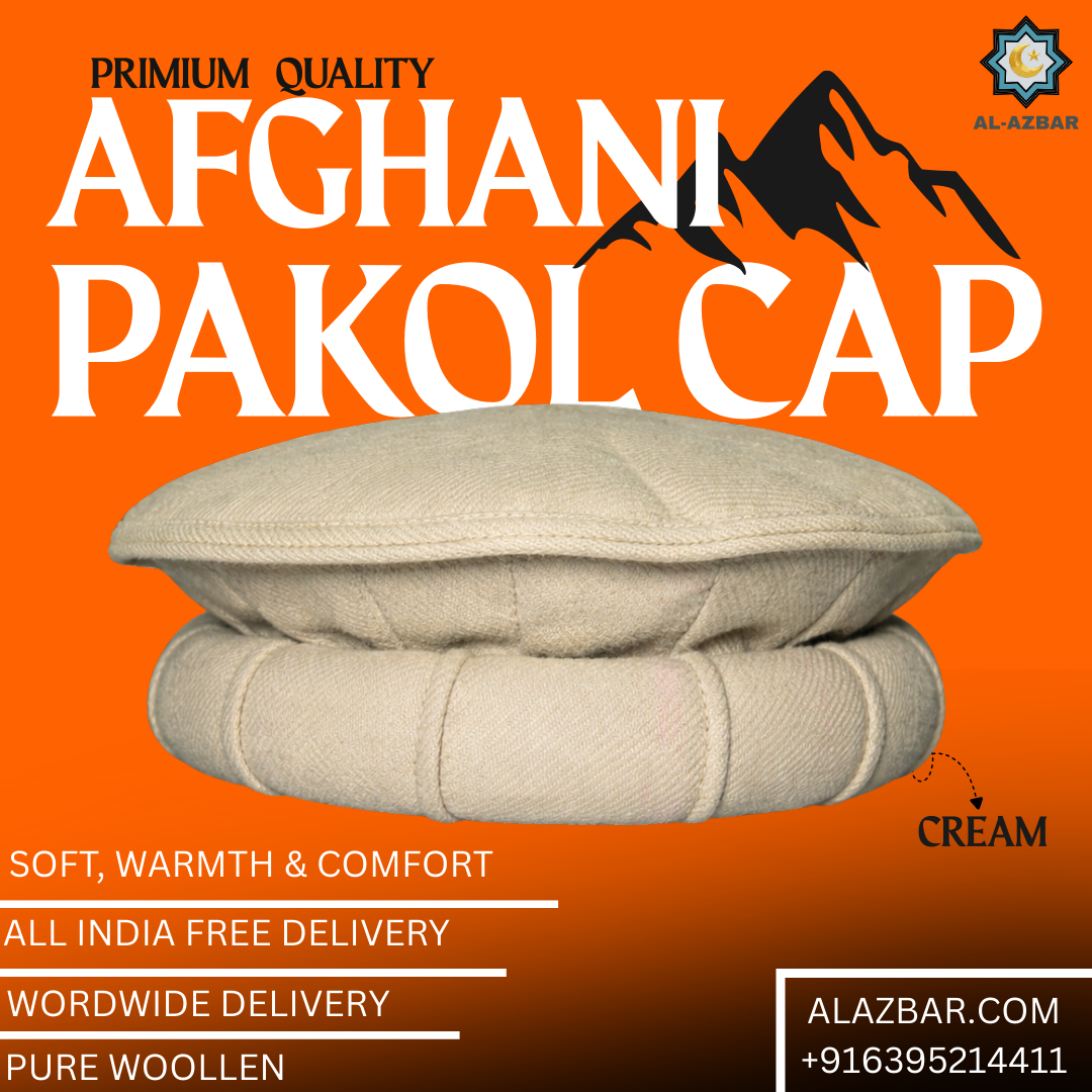 Premium Afghan Pakol Cap – Pure Woollen Cream  Soft, Warm & Elegant  Traditional Afghan Style by AL-AZBAR