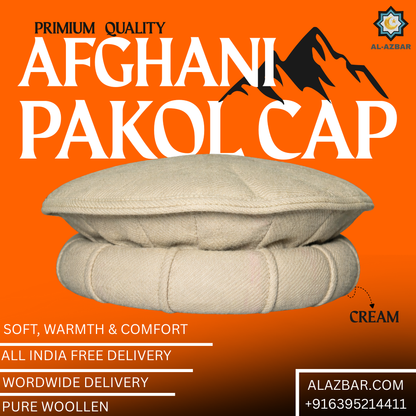 Premium Afghan Pakol Cap – Pure Woollen Cream  Soft, Warm & Elegant  Traditional Afghan Style by AL-AZBAR
