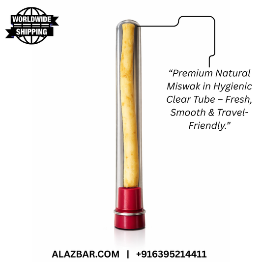 Premium Fresh Miswak (Siwak) in Hygienic Clear Tube  Travel-Friendly Sunnah Dental Care, & Gift Friendly , AL AZBAR