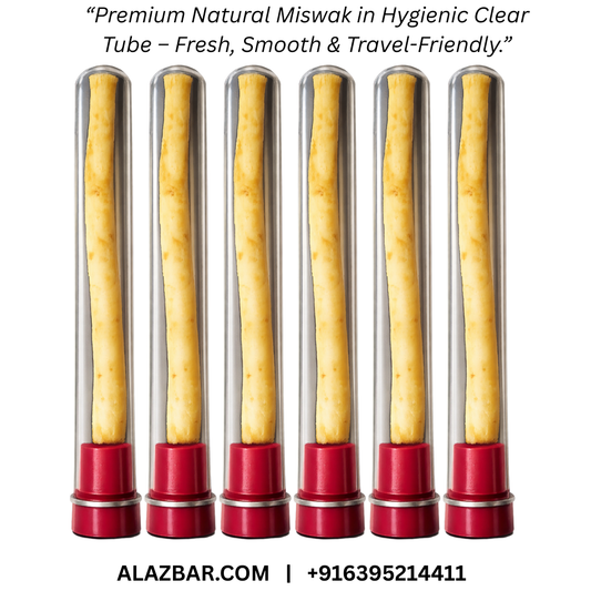 Premium Fresh Miswak (Siwak) in Hygienic Clear Tube  Travel-Friendly Sunnah Dental Care, & Gift Friendly , AL AZBAR