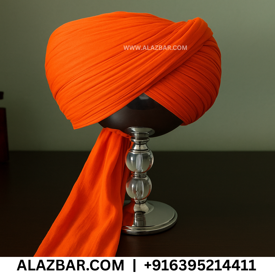 Pure Cotton Orange ( kesari ) Islamic & Sikh Turban, Pagdi, Pagh, Amama, Safa, Dastar (3 to 8 Meters) – AL AZBAR