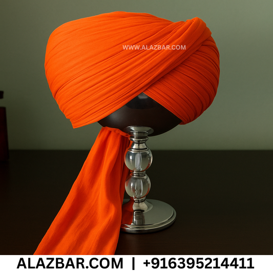 Pure Cotton Orange ( kesari ) Islamic & Sikh Turban, Pagdi, Pagh, Amama, Safa, Dastar (3 to 8 Meters) – AL AZBAR