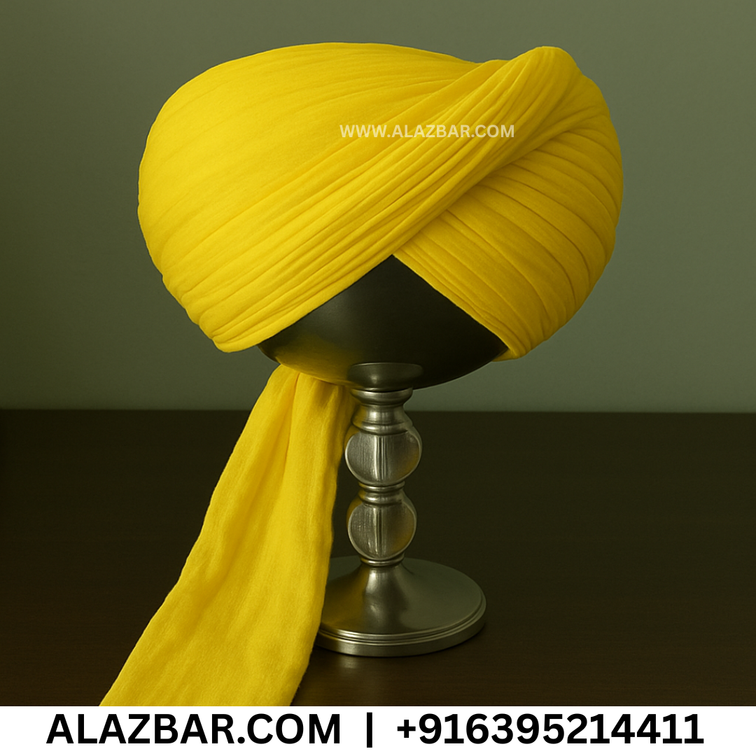 Pure Cotton YELLOW Color Islamic & Sikh Turban, Pagdi, Pagh, Amama, Safa, Dastar (3 to 8 Meters) – AL AZBAR