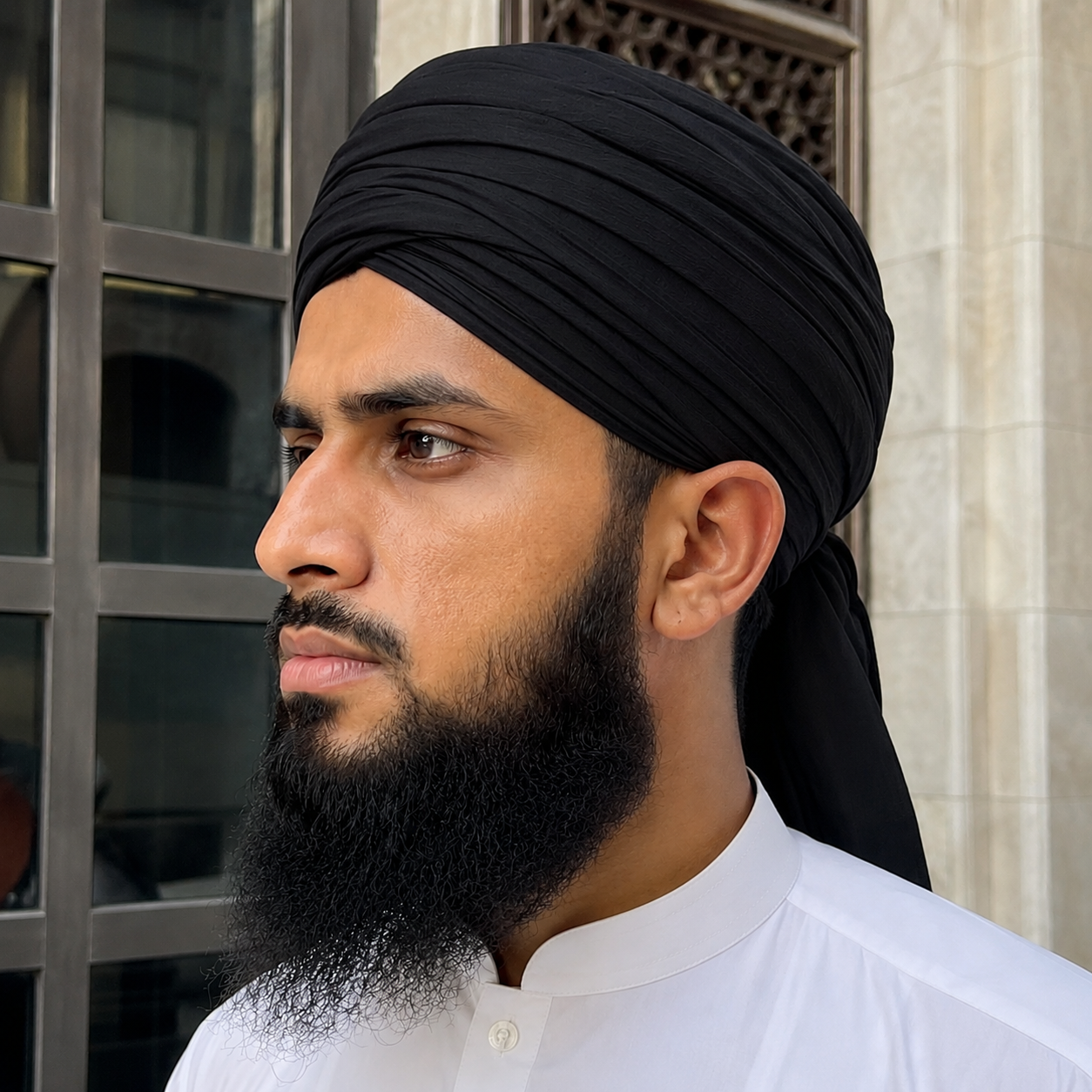 Pure Cotton Jet Black Islamic Amama Fabric – Safa, Pagdi, Turban (3 to 8 Meters) – AL AZBAR
