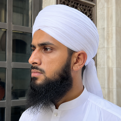 Pure Cotton Milky White Islamic Amama Fabric | Safa, Pagdi, Turban | 3 To 8 Meter Lenght, From AL AZBAR