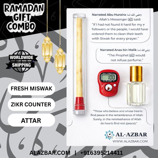 Ramadan Mubarak Gift Combo  Miswak + Attar + Zikr Counter  Sunnah Pack for Self, Gift & Sadaqah from AL AZBAR