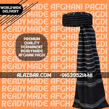 Ready-Made Afghani Pagdi Black  Permanent Tied Afghan Turban  Premium Islamic Headwear  Worldwide Delivery  AL-AZBAR