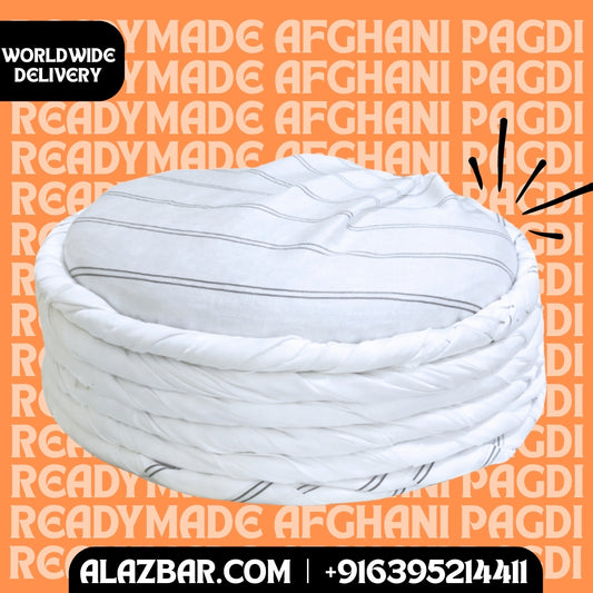 Ready-Made Afghani Pagdi White  Permanent Tied Afghan Turban  Premium Islamic Headwear  Worldwide Delivery  AL-AZBAR