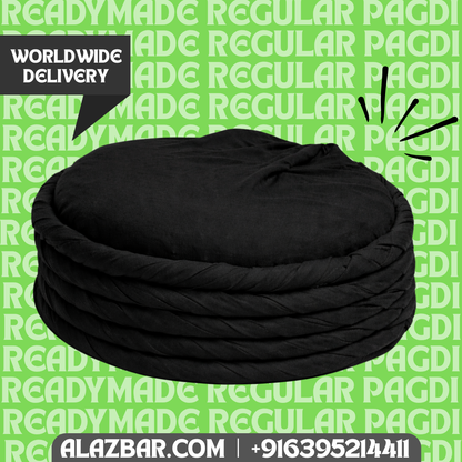 Ready-Made Regular Pagdi Black  Permanent Tied Islamic Turban Premium Quality  Worldwide Delivery  AL-AZBAR
