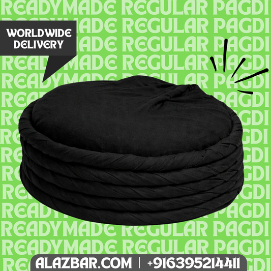 Ready-Made Regular Pagdi Black  Permanent Tied Islamic Turban Premium Quality  Worldwide Delivery  AL-AZBAR