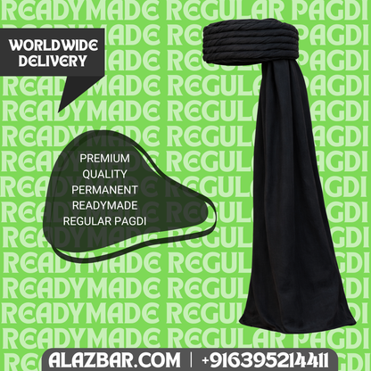 Ready-Made Regular Pagdi Black  Permanent Tied Islamic Turban Premium Quality  Worldwide Delivery  AL-AZBAR