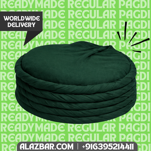Ready-Made Regular Pagdi Dark Green  Permanent Tied Islamic Turban  Premium Quality  Worldwide Delivery  AL-AZBAR
