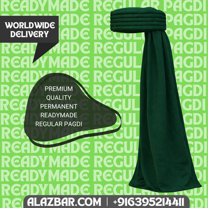 Ready-Made Regular Pagdi Dark Green  Permanent Tied Islamic Turban  Premium Quality  Worldwide Delivery  AL-AZBAR