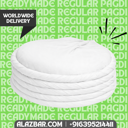 Ready-Made Regular Pagdi White | Permanent Tied Islamic Turban | Premium Quality | Worldwide Delivery | AL-AZBAR