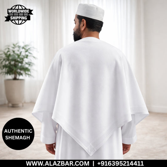 Special Full White Shemagh by AL-AZBAR | Lightweight Thin Fabric Muslim Scarf | Premium Arab Keffiyeh for Men | Traditional Islamic Headscarf
