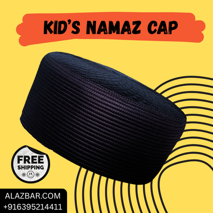 Eid Special Black Kids Namaz Cap (3–8 Years) – Premium Islamic Prayer Cap | Made in Bangladesh | AL-AZBAR