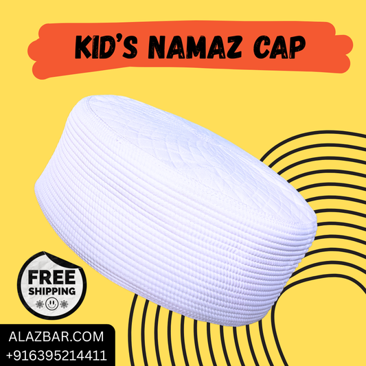 Special White Kids Namaz Cap (3–8 Years) – Premium Islamic Prayer Cap | Made in Bangladesh | AL-AZBAR